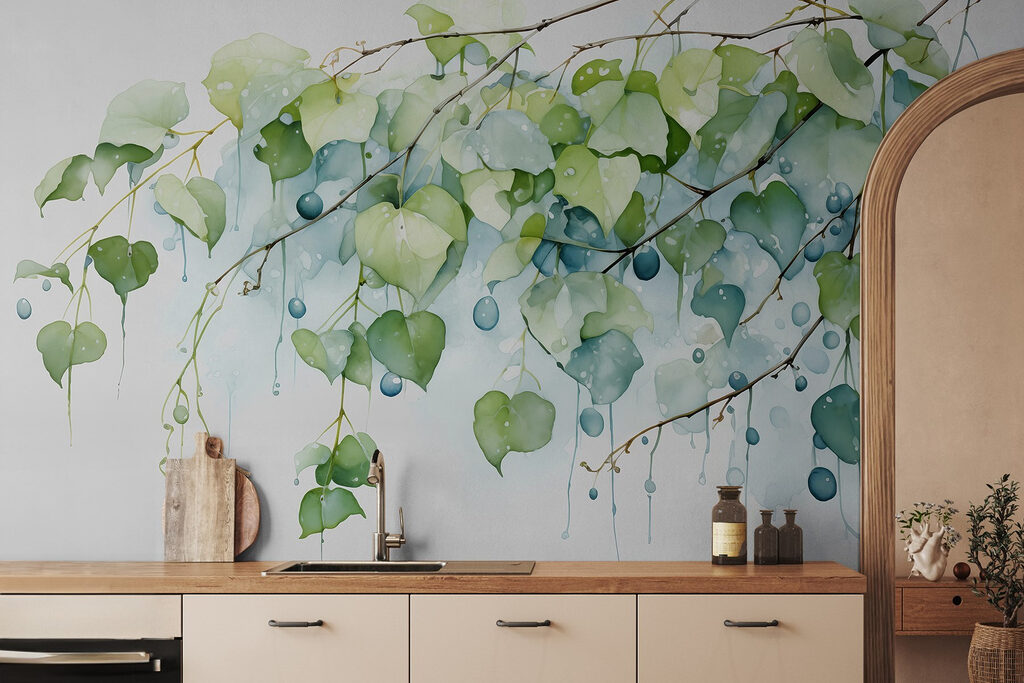 Folhas verdes com gotas — interior 2