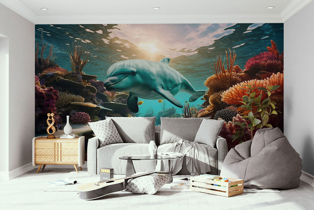 Golfinho entre corais quentes — interior 1