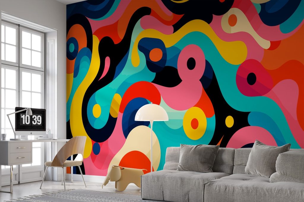 Curvas coloridas sobre preto — interior 1
