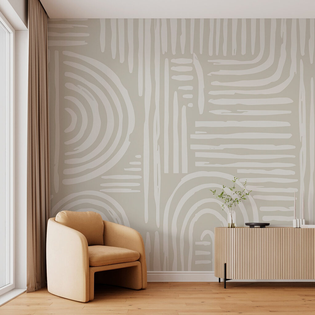 Linhas creme em curvas num interior