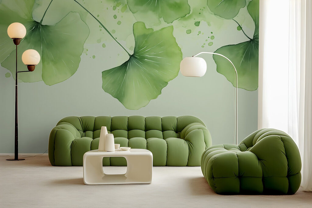 Leques verdes suspensos — interior 2