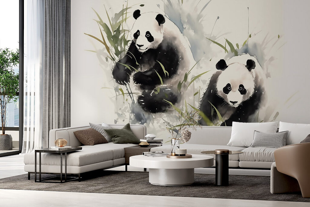 Dois pandas entre bambu — interior 2
