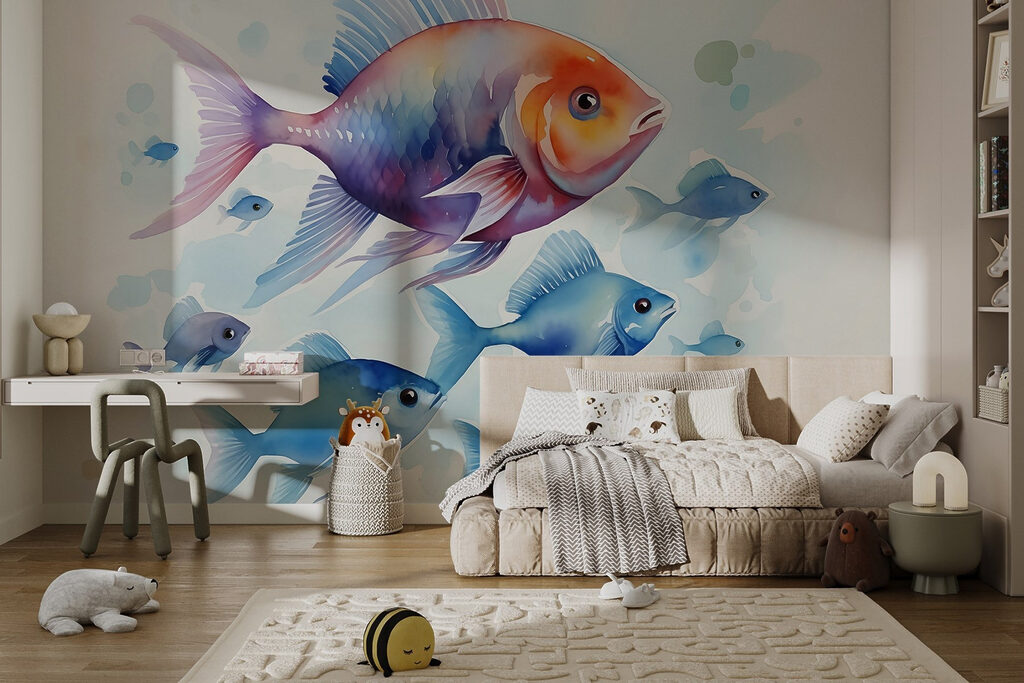 Peixes coloridos em aguarela — interior 2