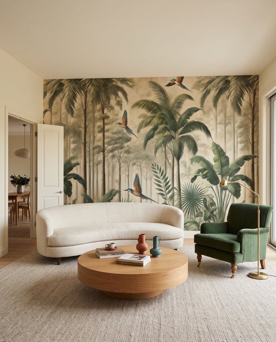 Aves entre palmeiras — interior 3