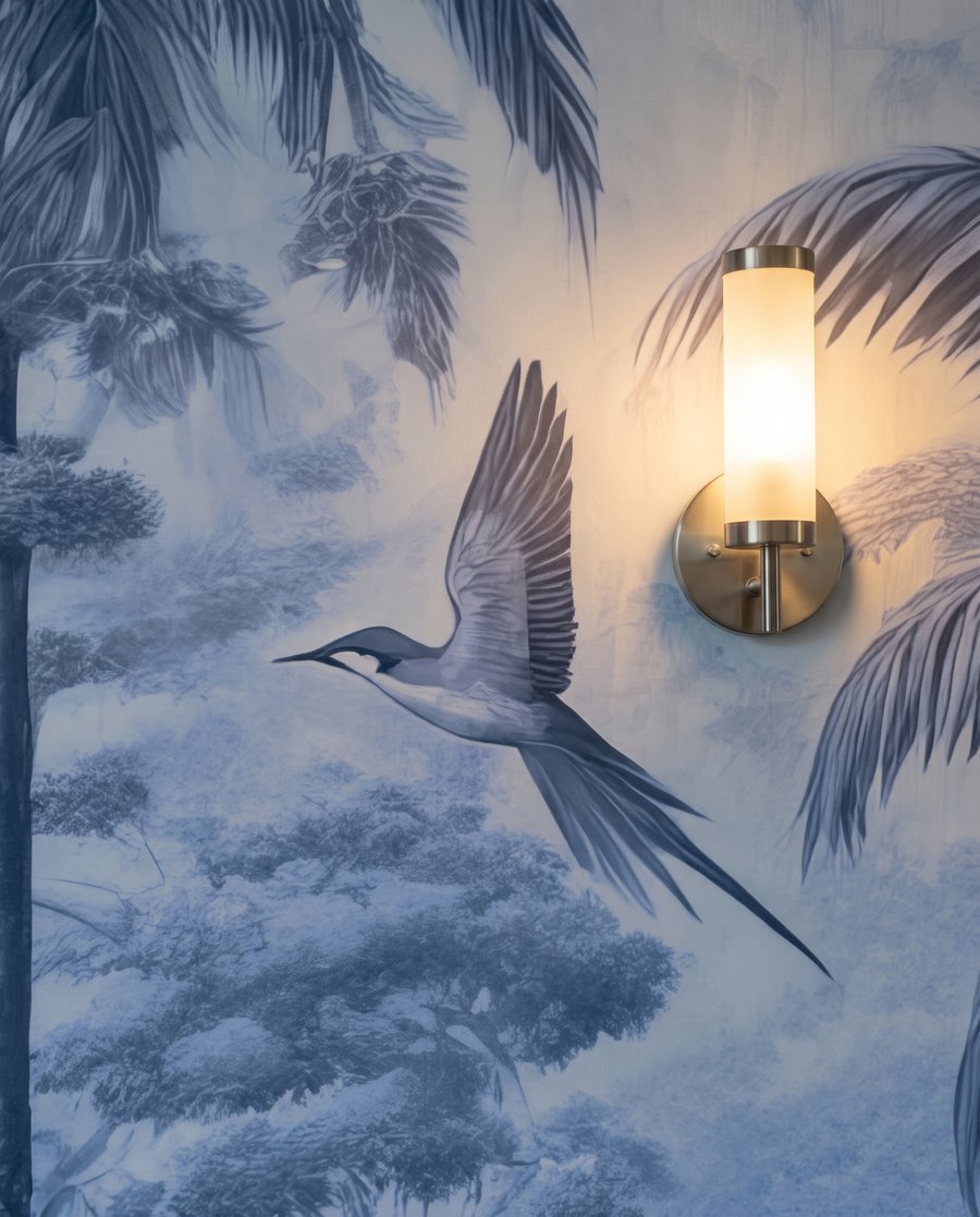 Aves entre palmeiras — detalhe