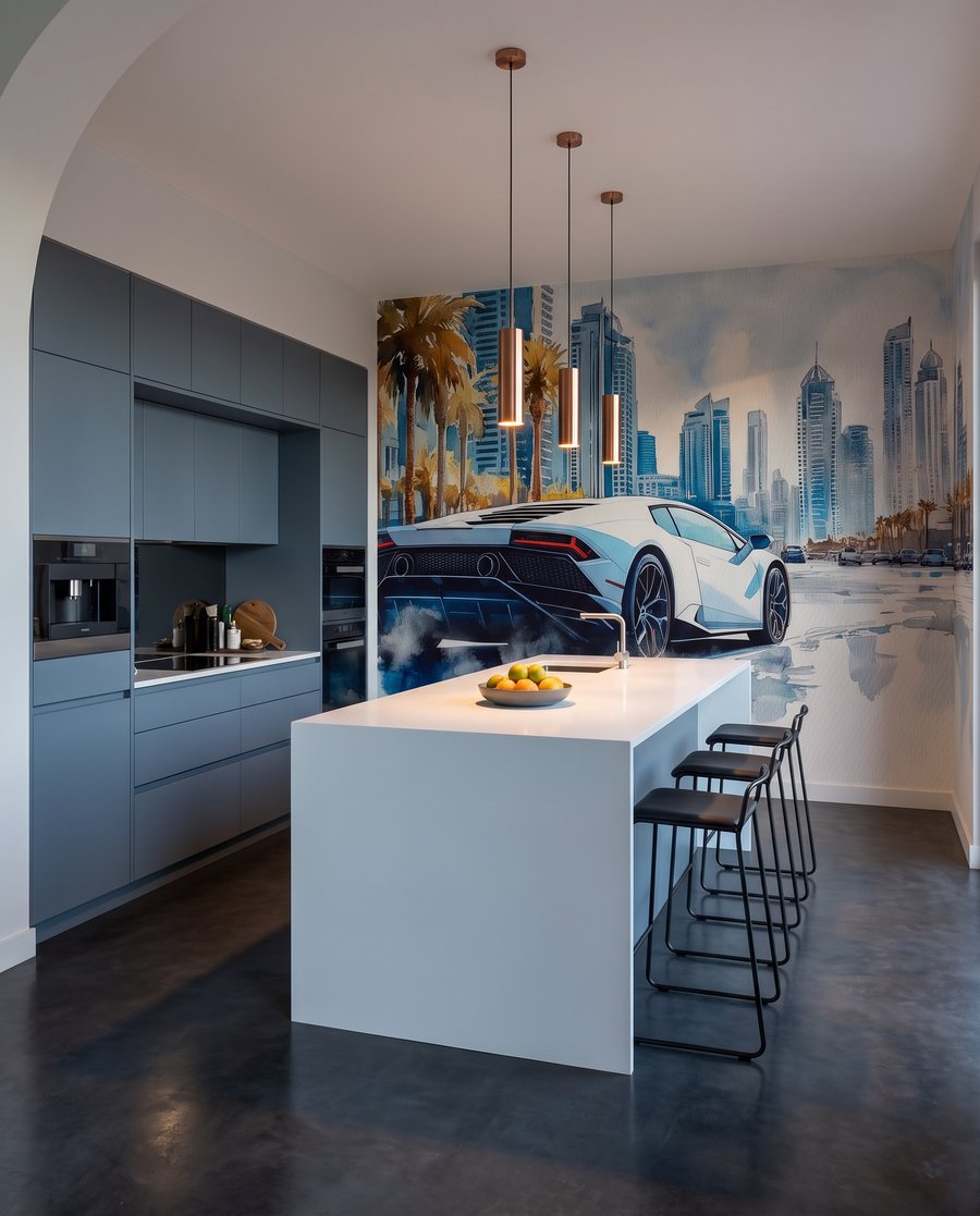 Carro branco entre torres — interior 4