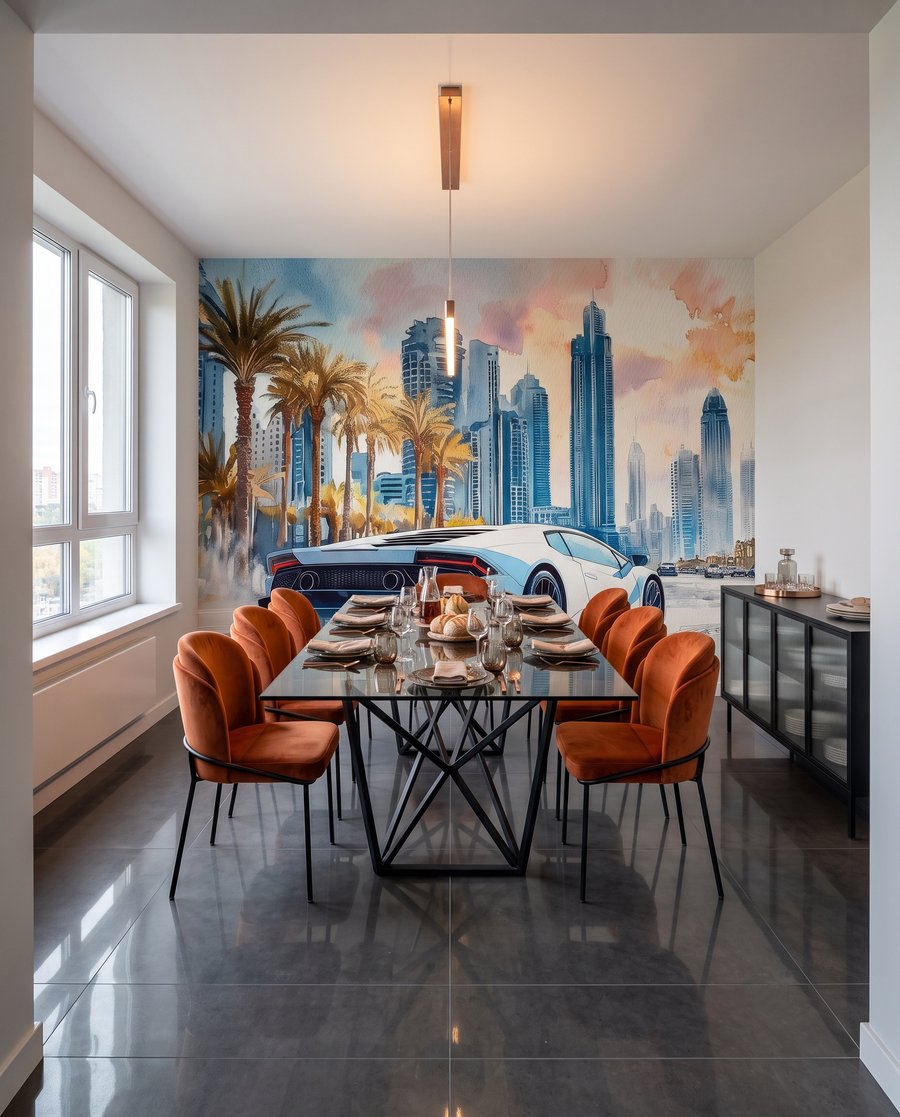 Carro branco entre torres — interior 5