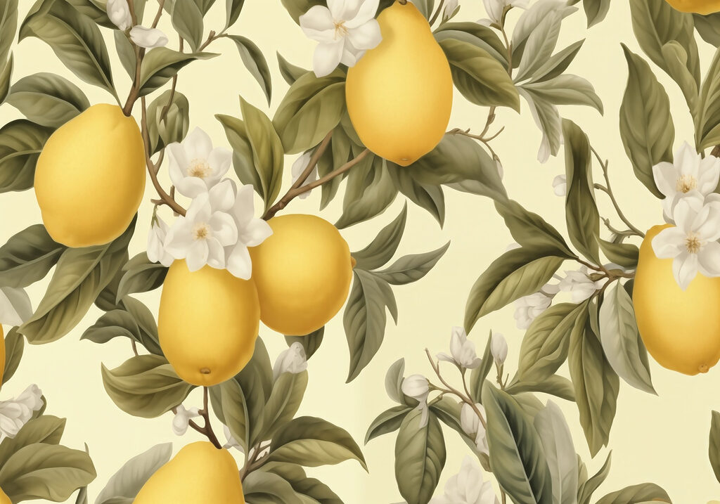 Limões entre flores brancas — design completo