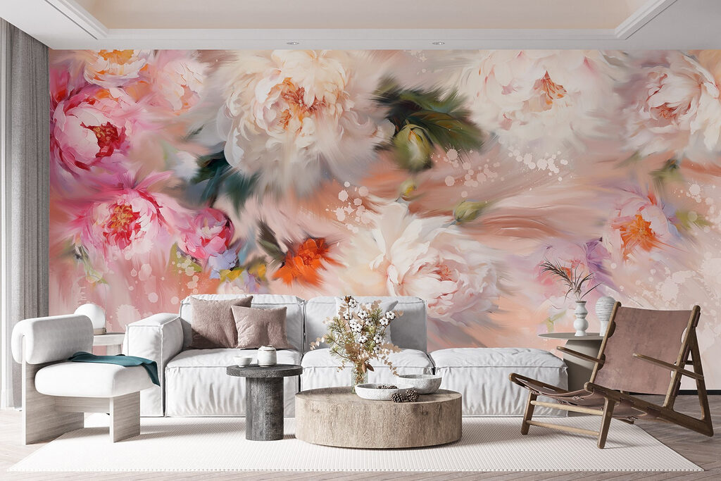 Peónias em fluxo suave — interior 3