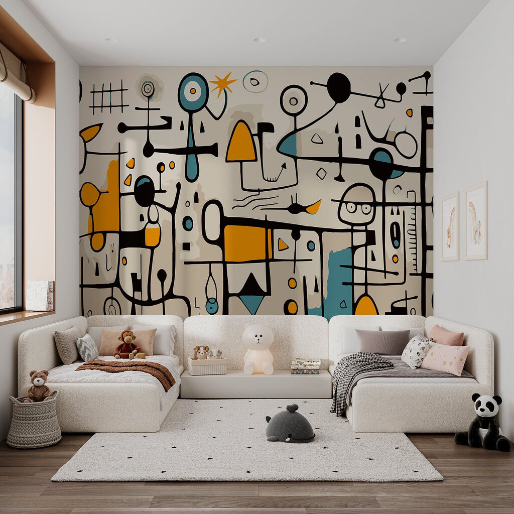 Figuras lineares em ocre — interior 3