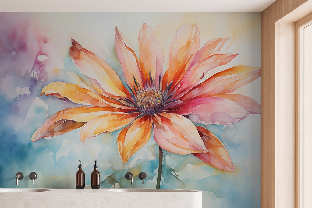 Flor laranja em aguarela — interior 2