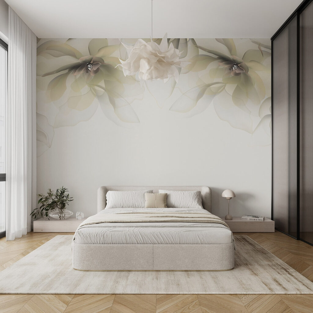 Flores pendentes no topo — interior 1