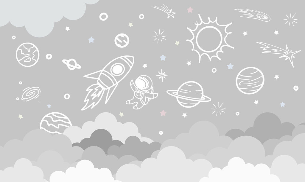Foguetão sobre nuvens — design completo