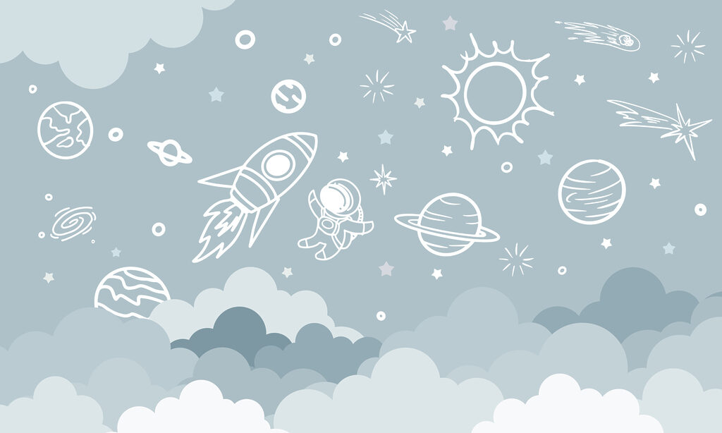 Foguetão sobre nuvens — design completo