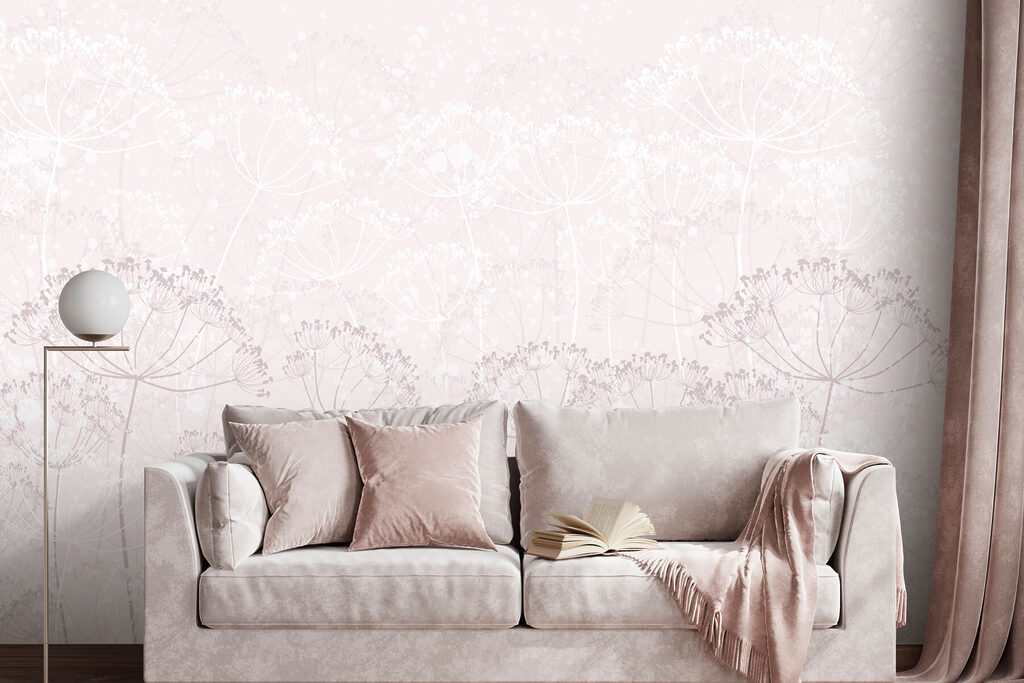 Umbelas finas em branco num interior