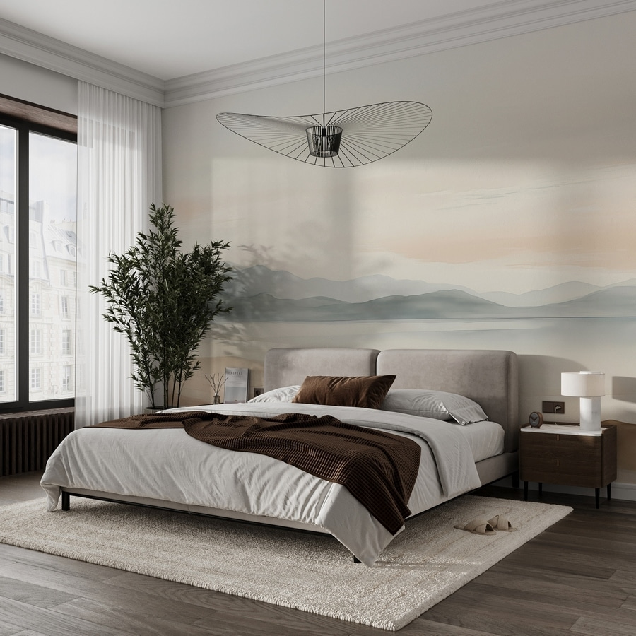 Lago diante de colinas — interior 1