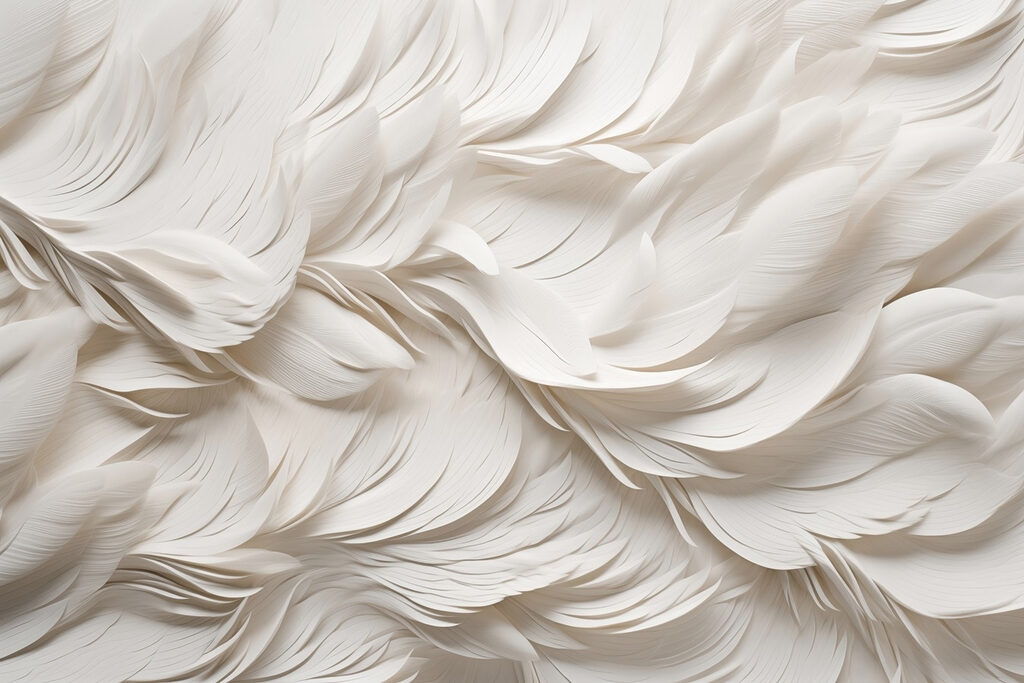 Penas brancas em camadas — design completo