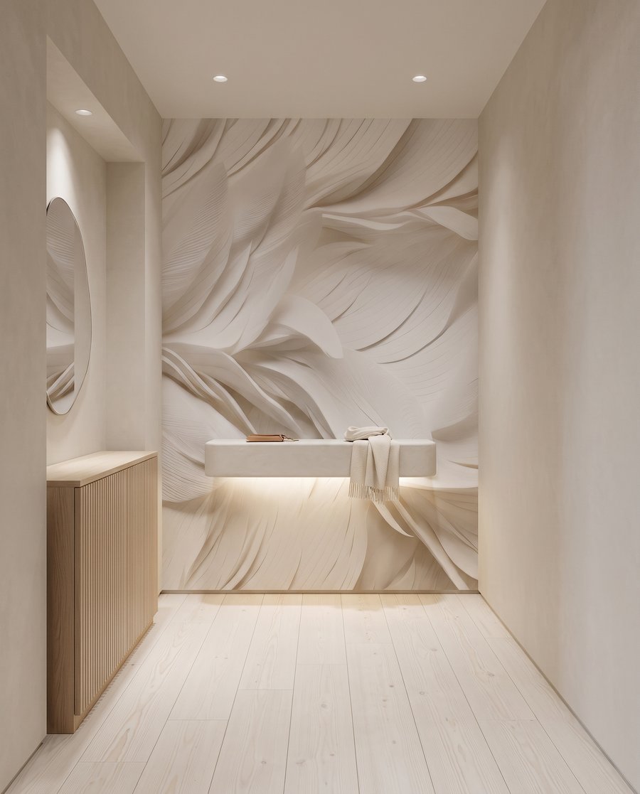 Penas brancas em camadas — interior 7