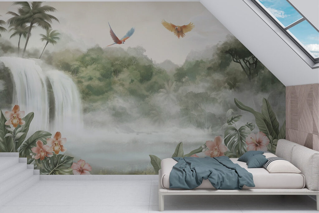 Cascata entre aves tropicais — interior 2