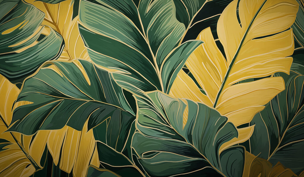 Folhas douradas em verde-escuro — design completo