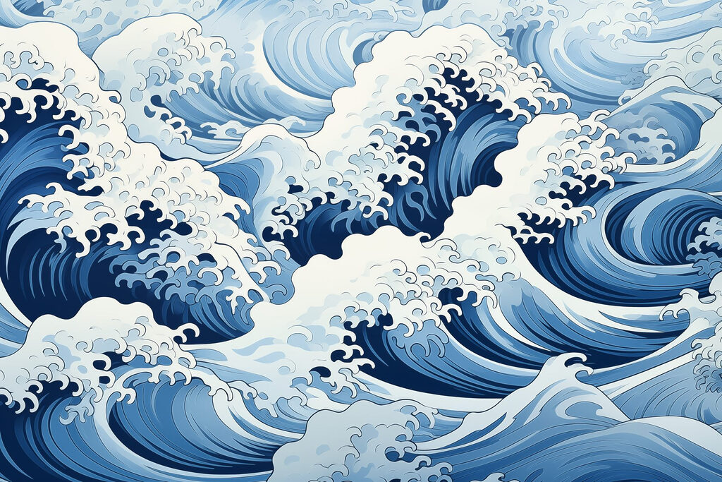 Ondas azuis com espuma — design completo
