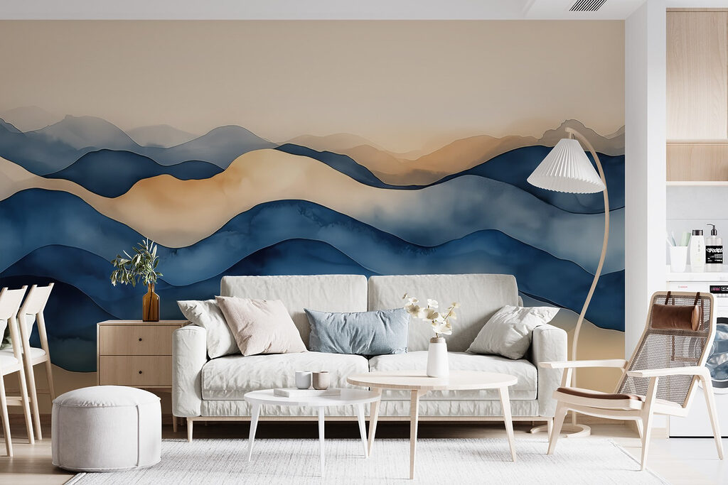 Faixas azuis com areia — interior 2