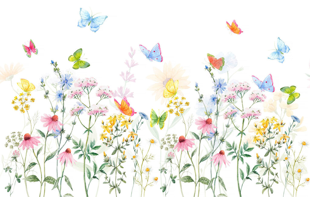 Borboletas e flores silvestres — design completo
