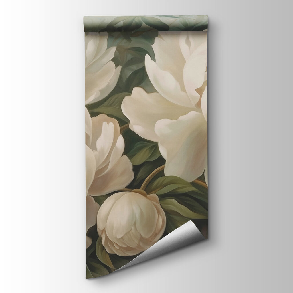 Flores creme sobre verde-acinzentado — vista do produto
