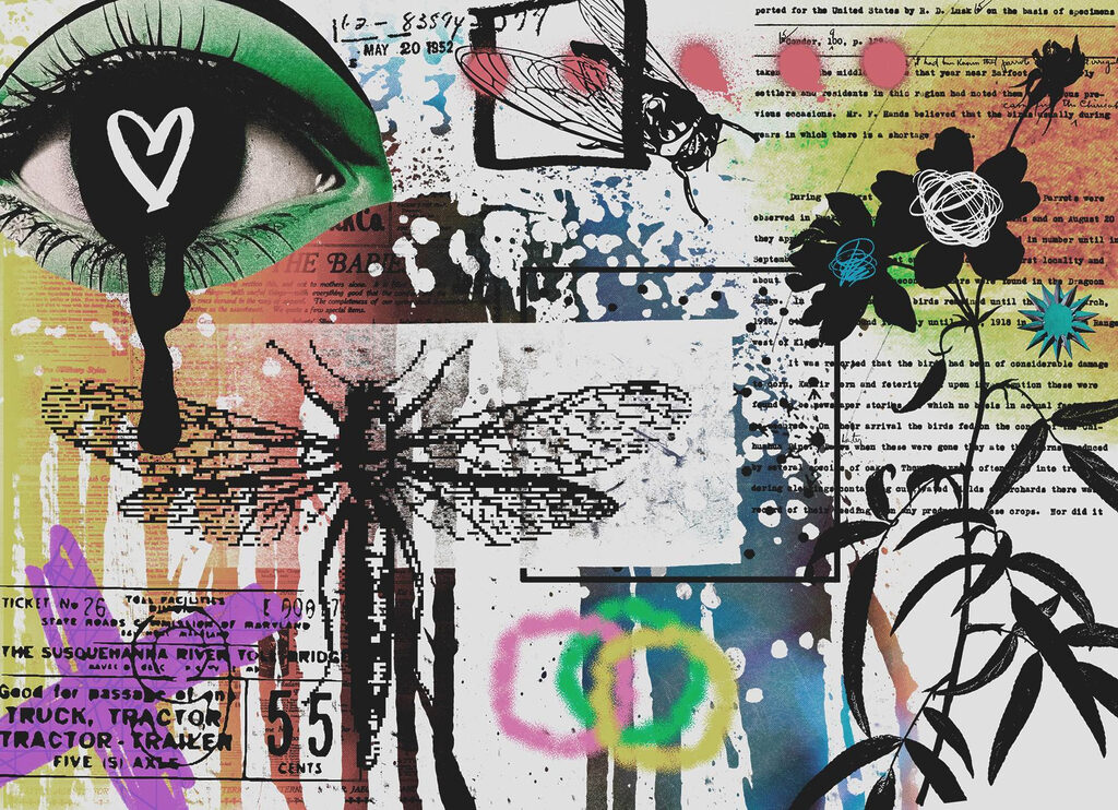 Olho entre manchas — design completo