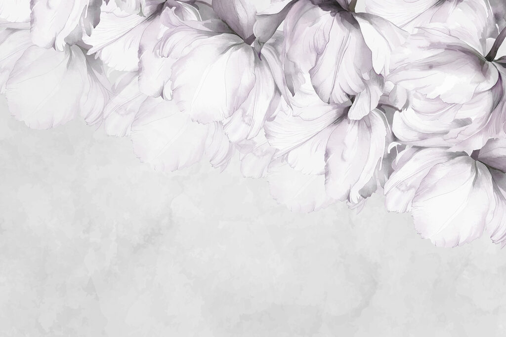 Flores brancas no topo — design completo