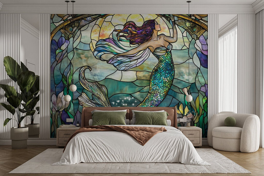 Sereia em vitral colorido — interior 2