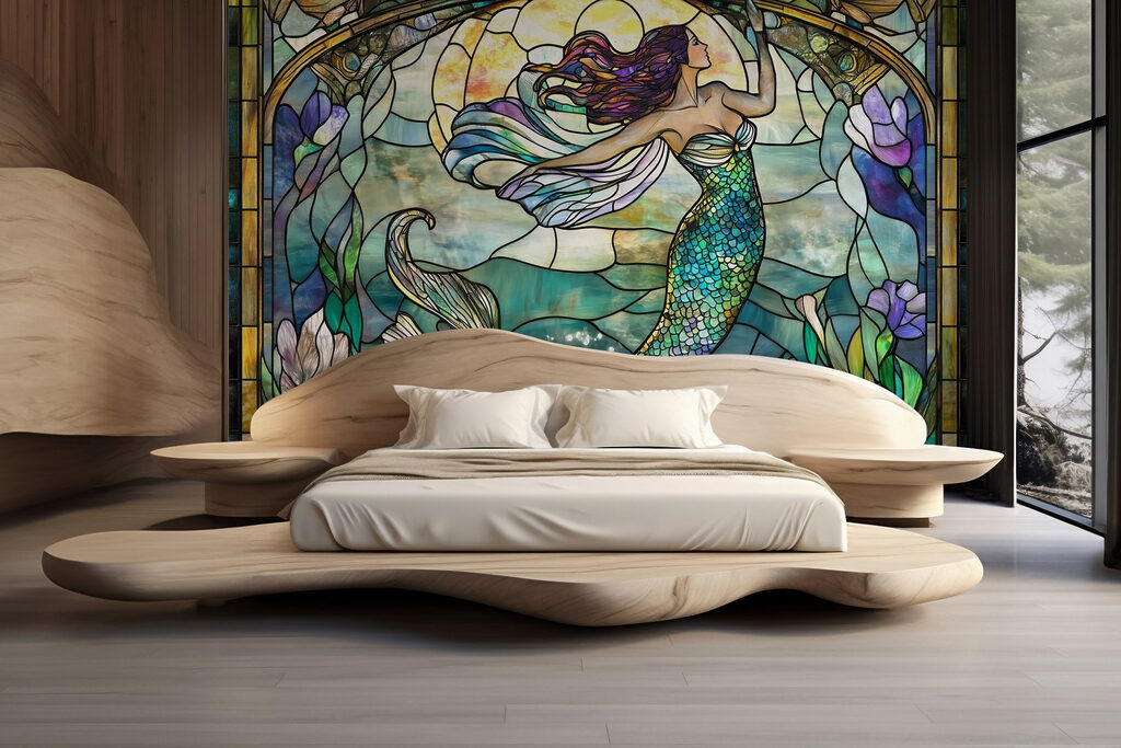 Sereia em vitral colorido — interior 3