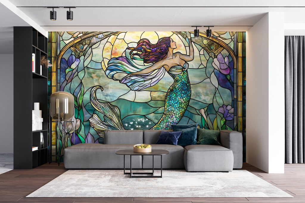 Sereia em vitral colorido — interior 4