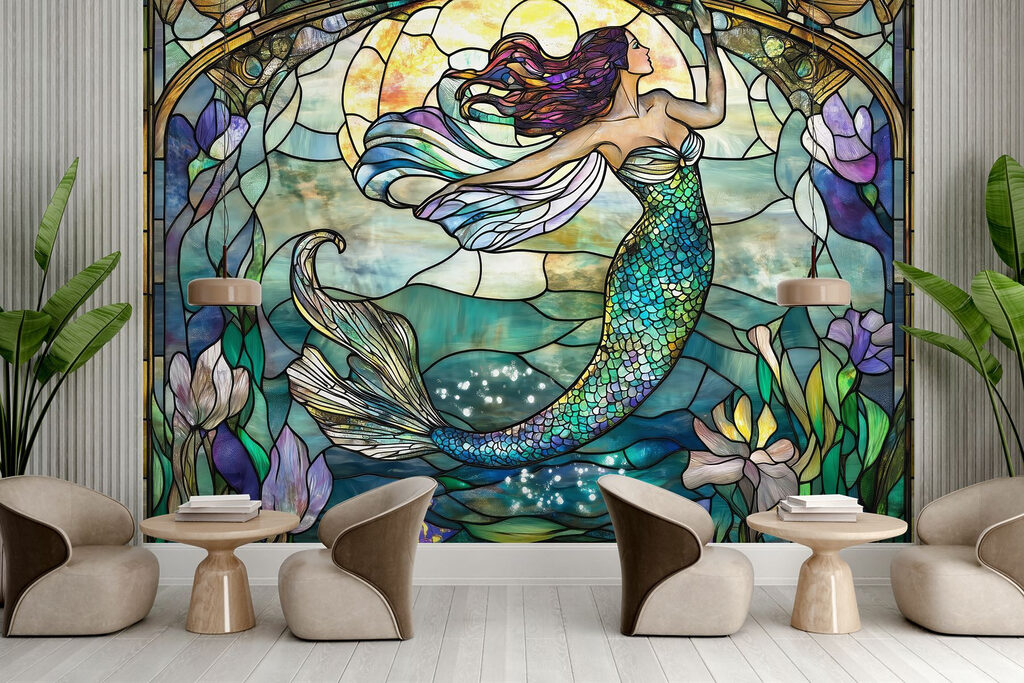 Sereia em vitral colorido — interior 5