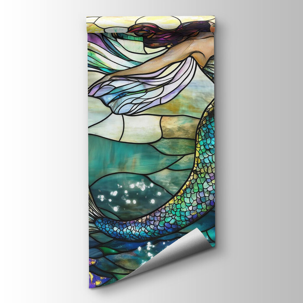 Sereia em vitral colorido — vista do produto