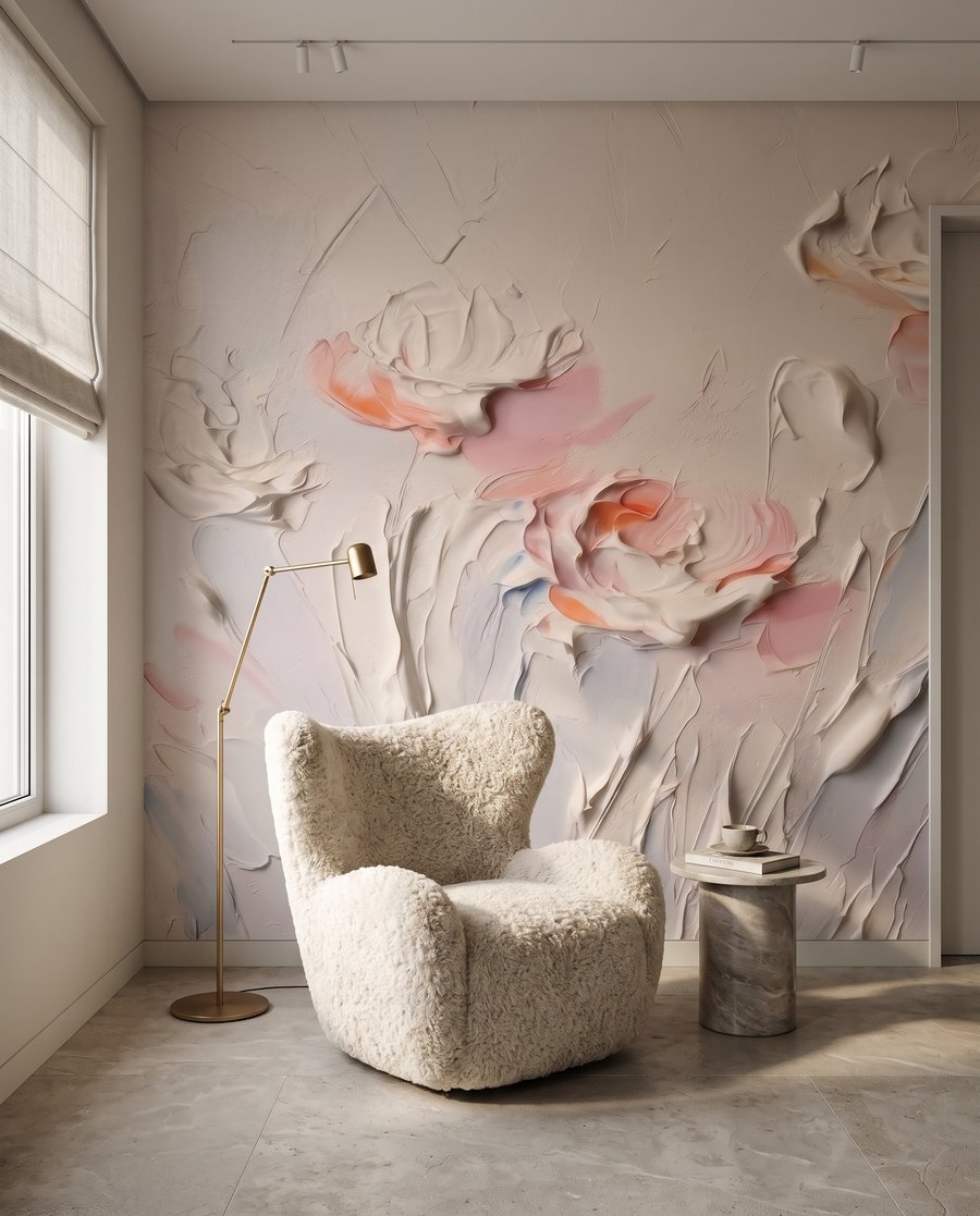 Flores cor-de-rosa em pinceladas — interior 2