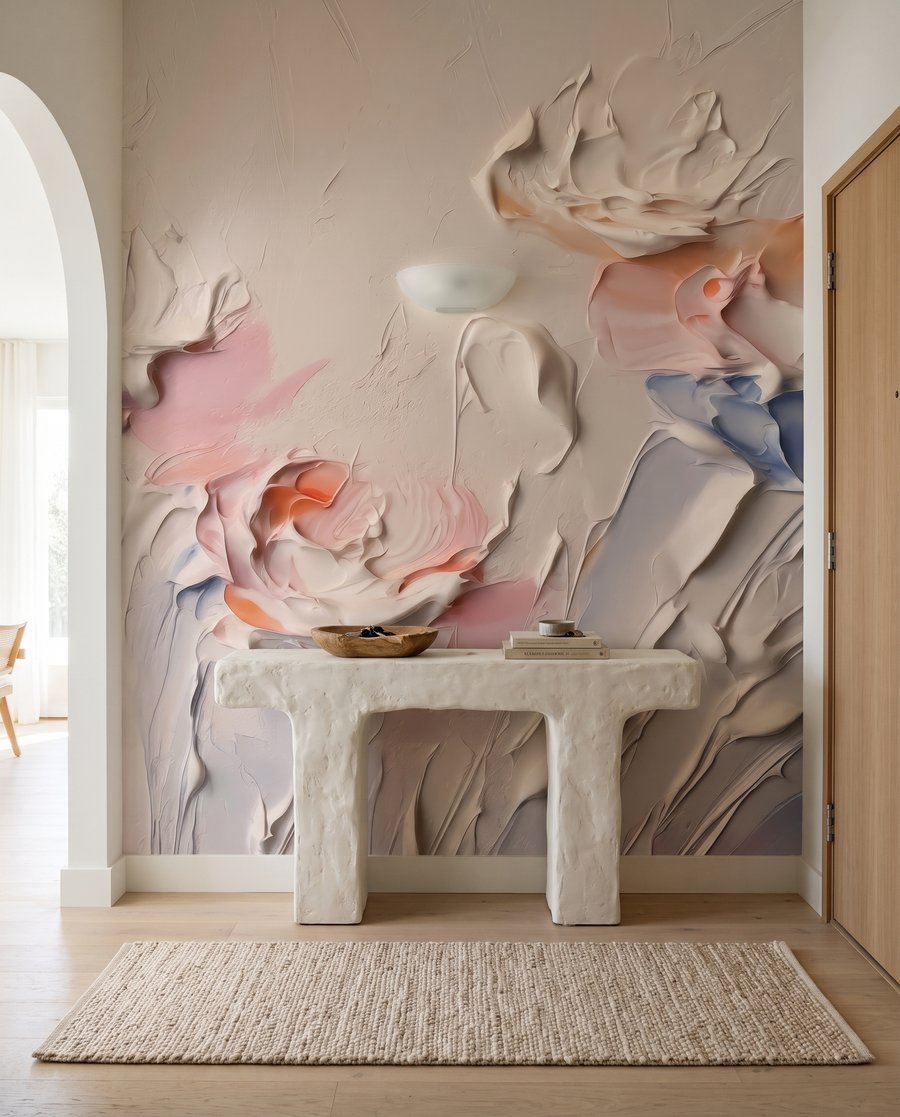 Flores cor-de-rosa em pinceladas — interior 3