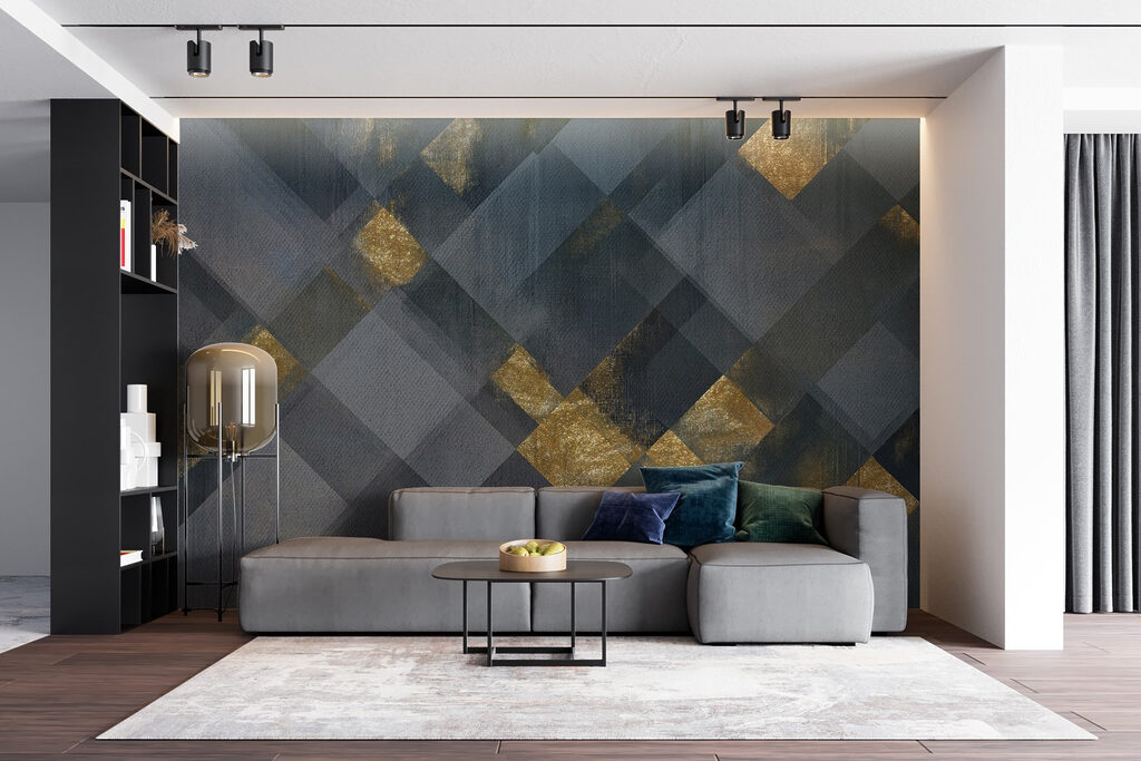 Quadrados com toques dourados — interior 3