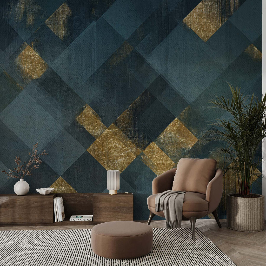Quadrados com toques dourados — interior 1