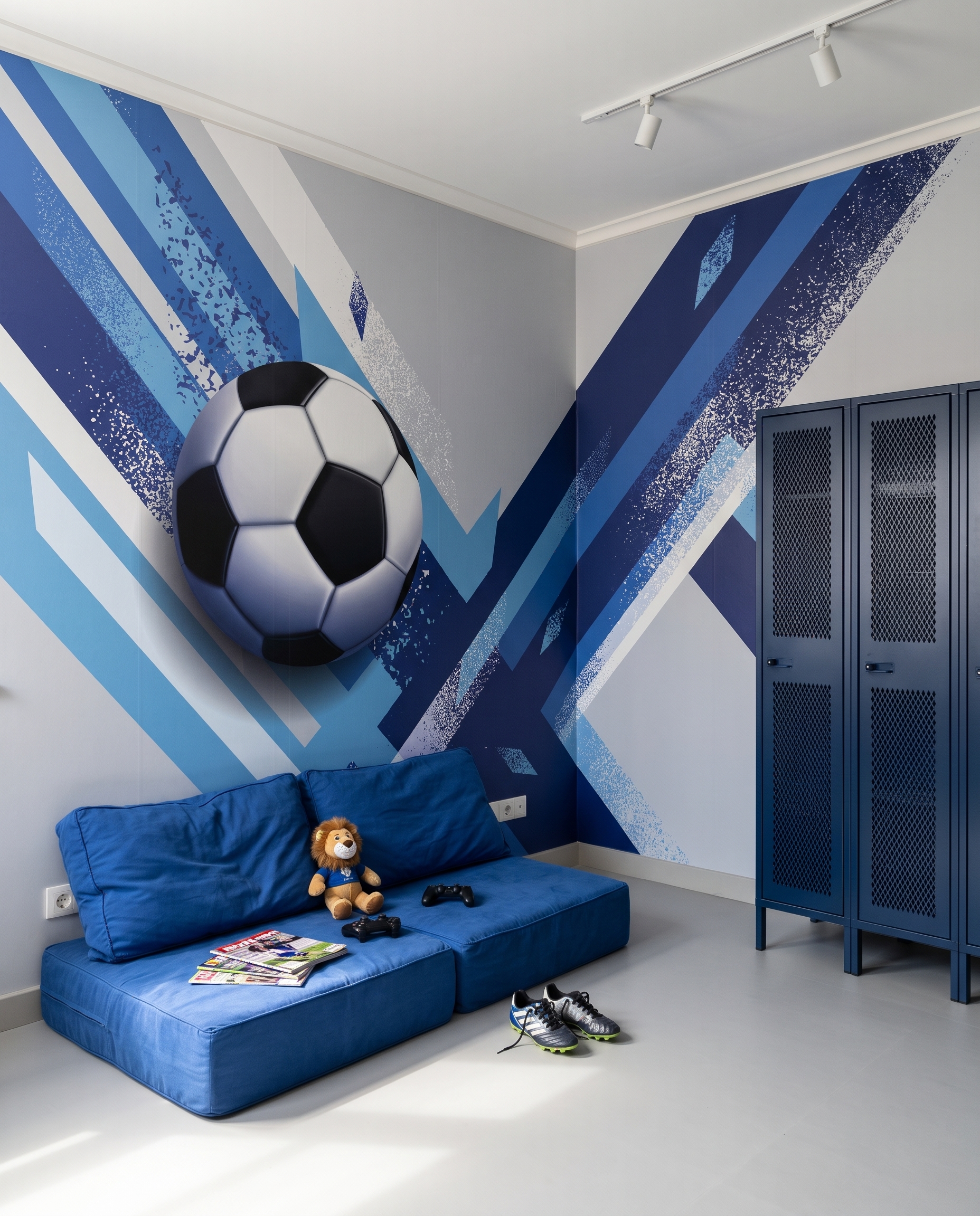Futebol entre faixas num interior