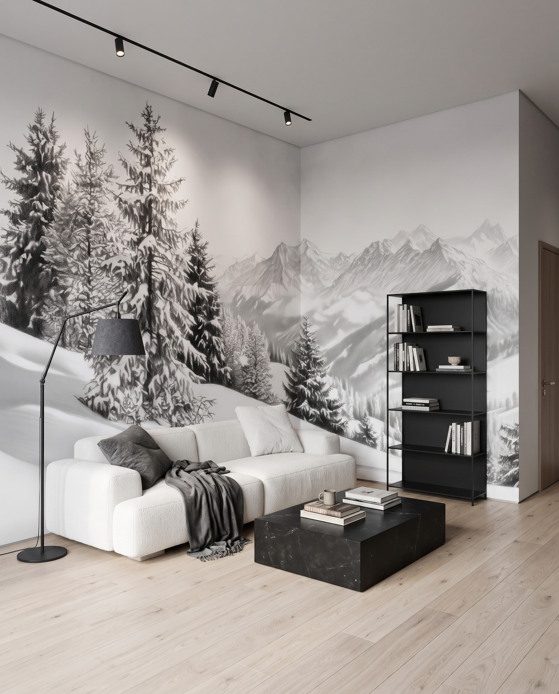 Encosta nevada com vista — interior 1