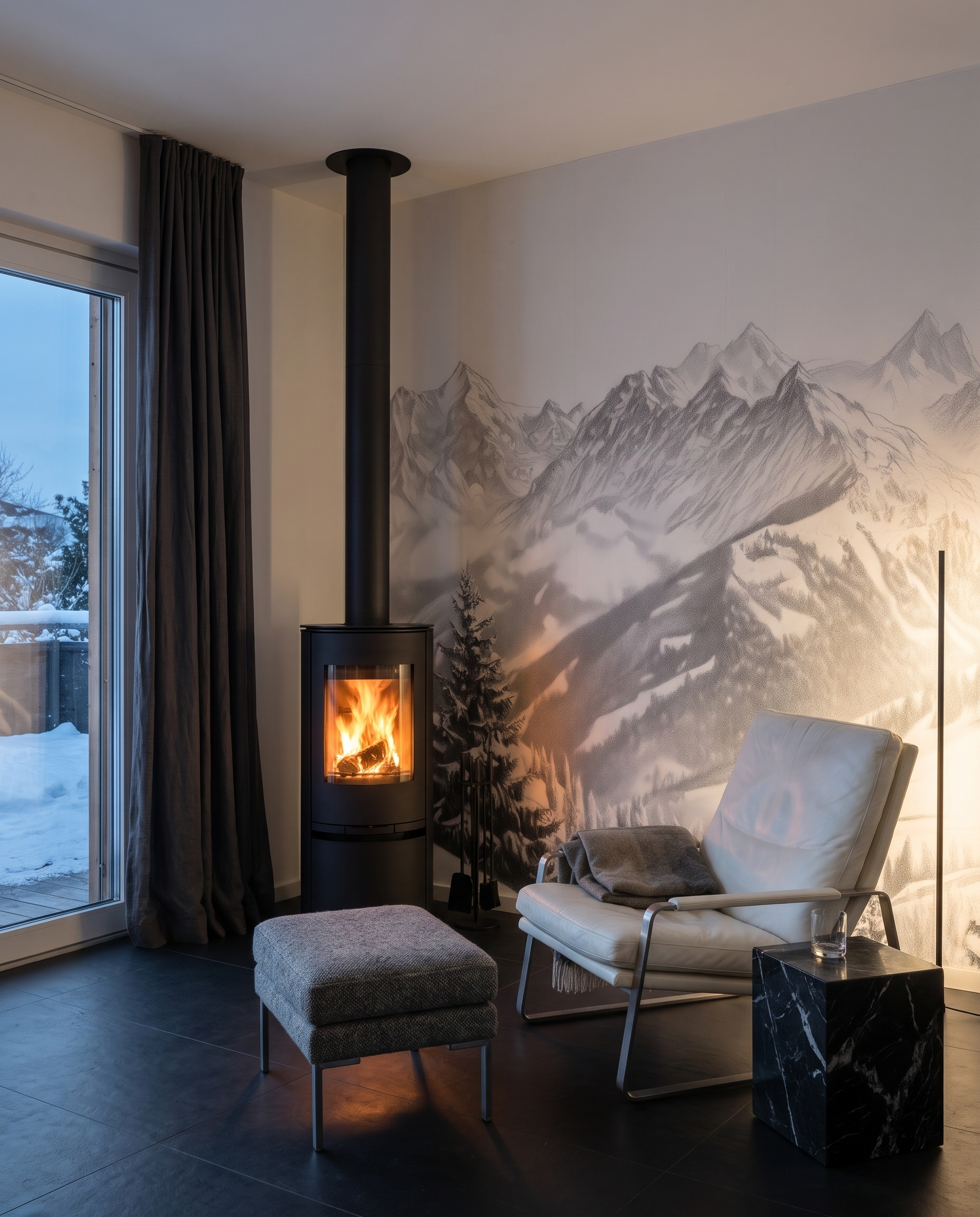Encosta nevada com vista — interior 5