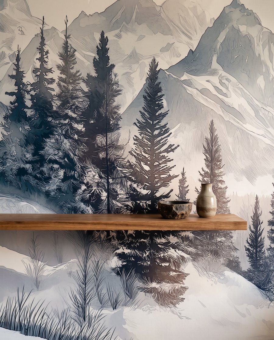 Águas calmas sob neve — detalhe