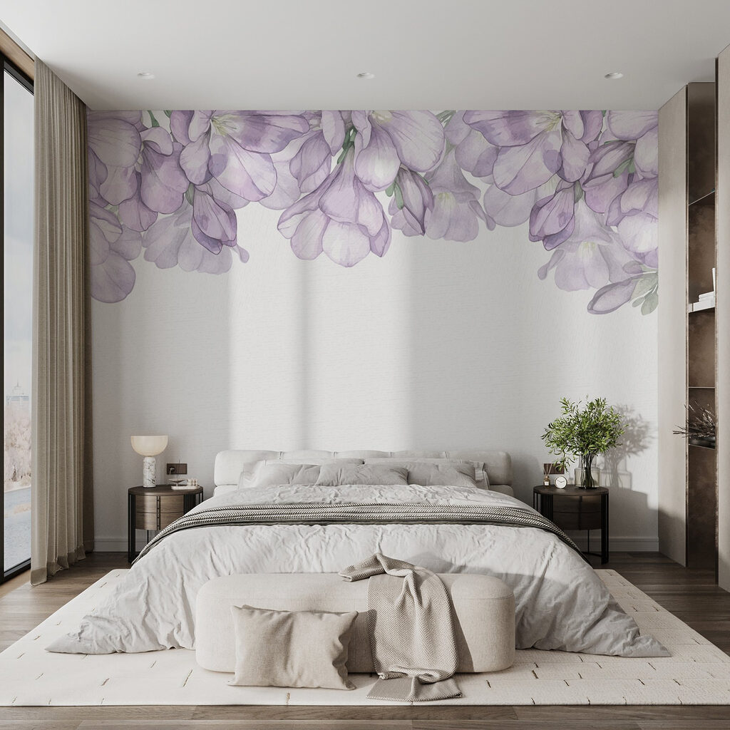 Flores lilás no topo — interior 2