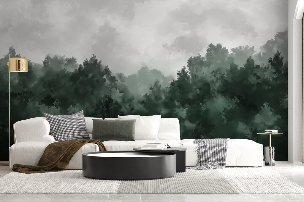 Bosque verde sob nuvens — interior 1