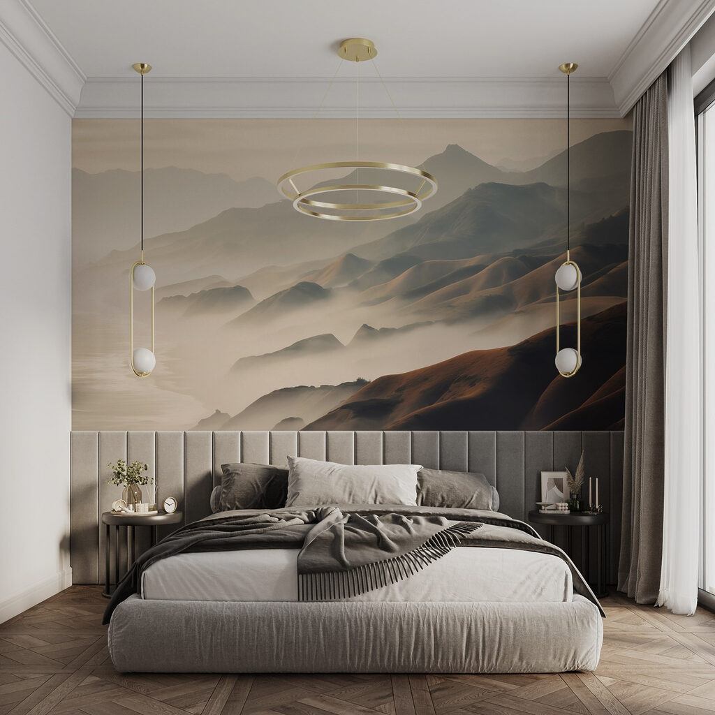 Névoa dourada sobre montanhas — interior 1