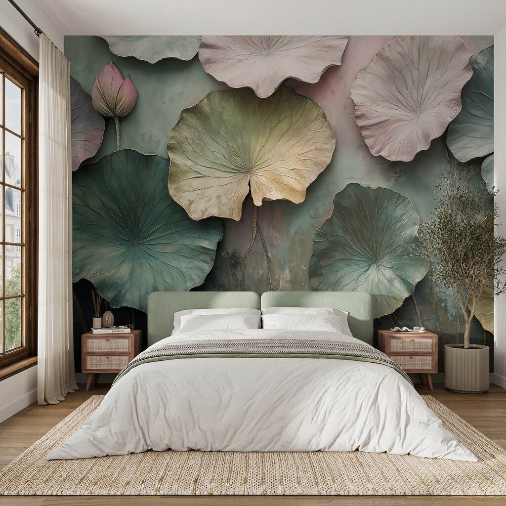 Folhas redondas e flores — interior 2
