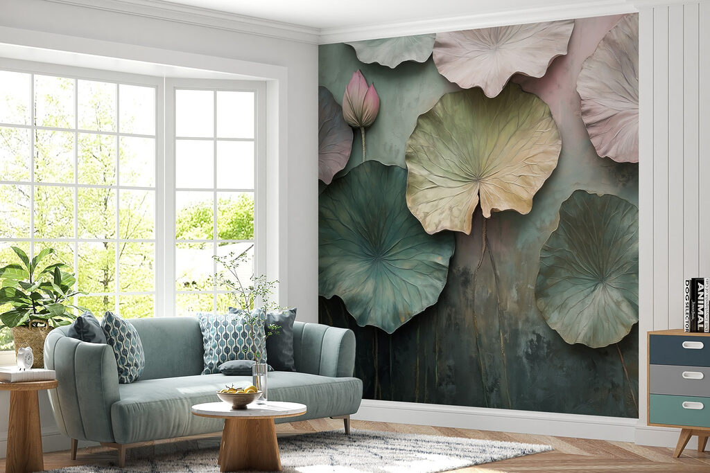 Folhas redondas e flores — interior 3