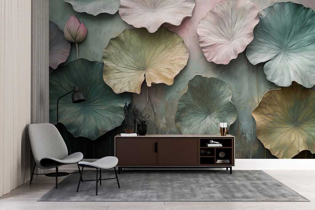 Folhas redondas e flores — interior 6