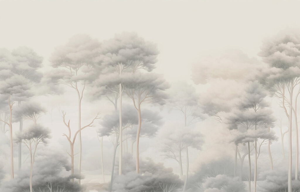 Copas esbeltas na neblina — design completo